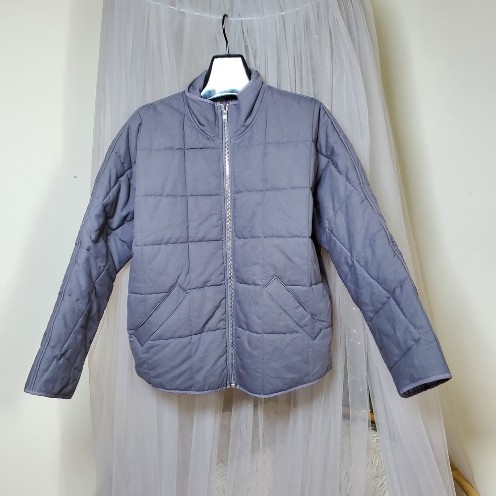 Promesa Cotton Quilted Jacket Chore Coat Barn Gray M Full Zip Gorpcore Fisherman